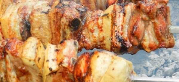 Pork ribs on the spit