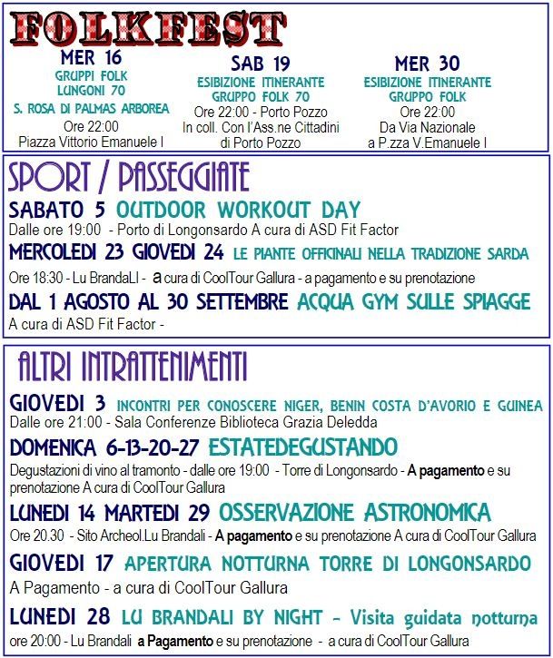 Eventi agosto 2017